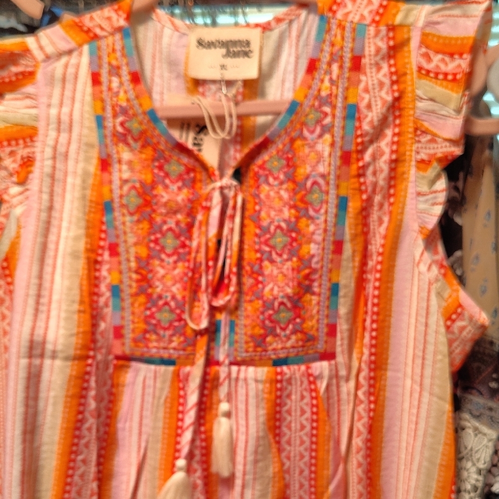 NWT Savanna Jane Multicolor Embroidered Top